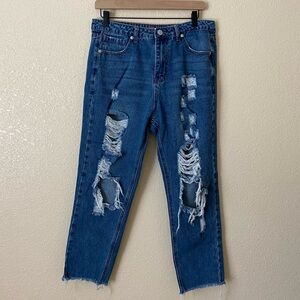 Distressed Blue Jeans